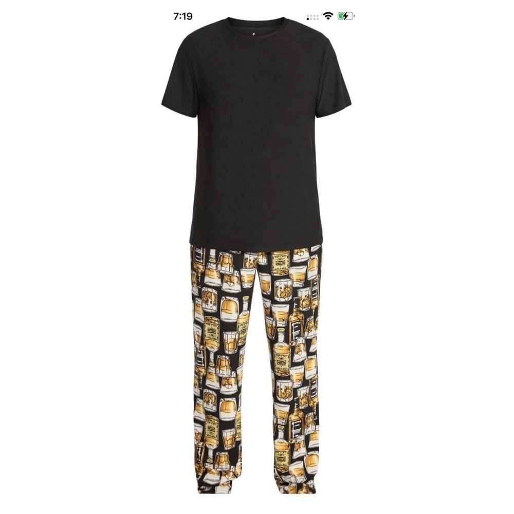 Fox + Badger Whiskey Lounge Set Men's Short Sleeve Top and Pants 2 Piece Set Med